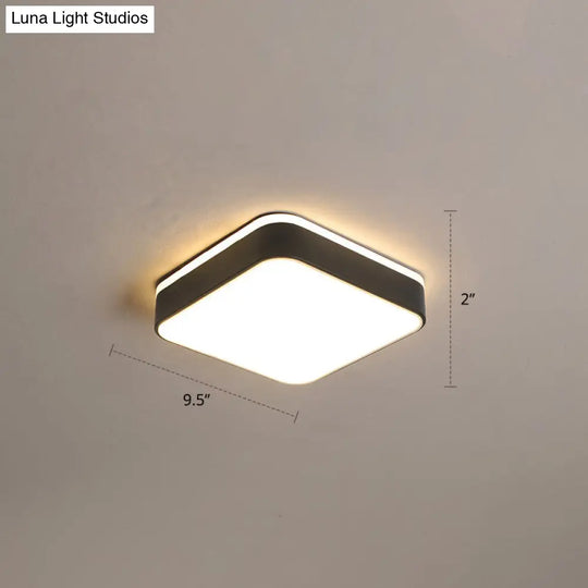 Nordic Style Led Flush Mount Ceiling Light With Acrylic Diffuser For Small Corridors Black / Warm