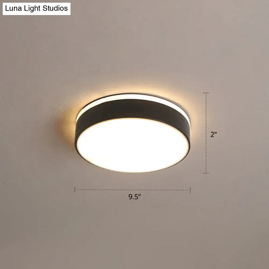 Nordic Style Led Flush Mount Ceiling Light With Acrylic Diffuser For Small Corridors Black / Warm