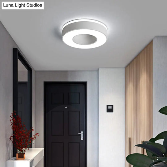 Nordic Style Led Flush Mount Ceiling Light With Acrylic Diffuser For Small Corridors White / Circle