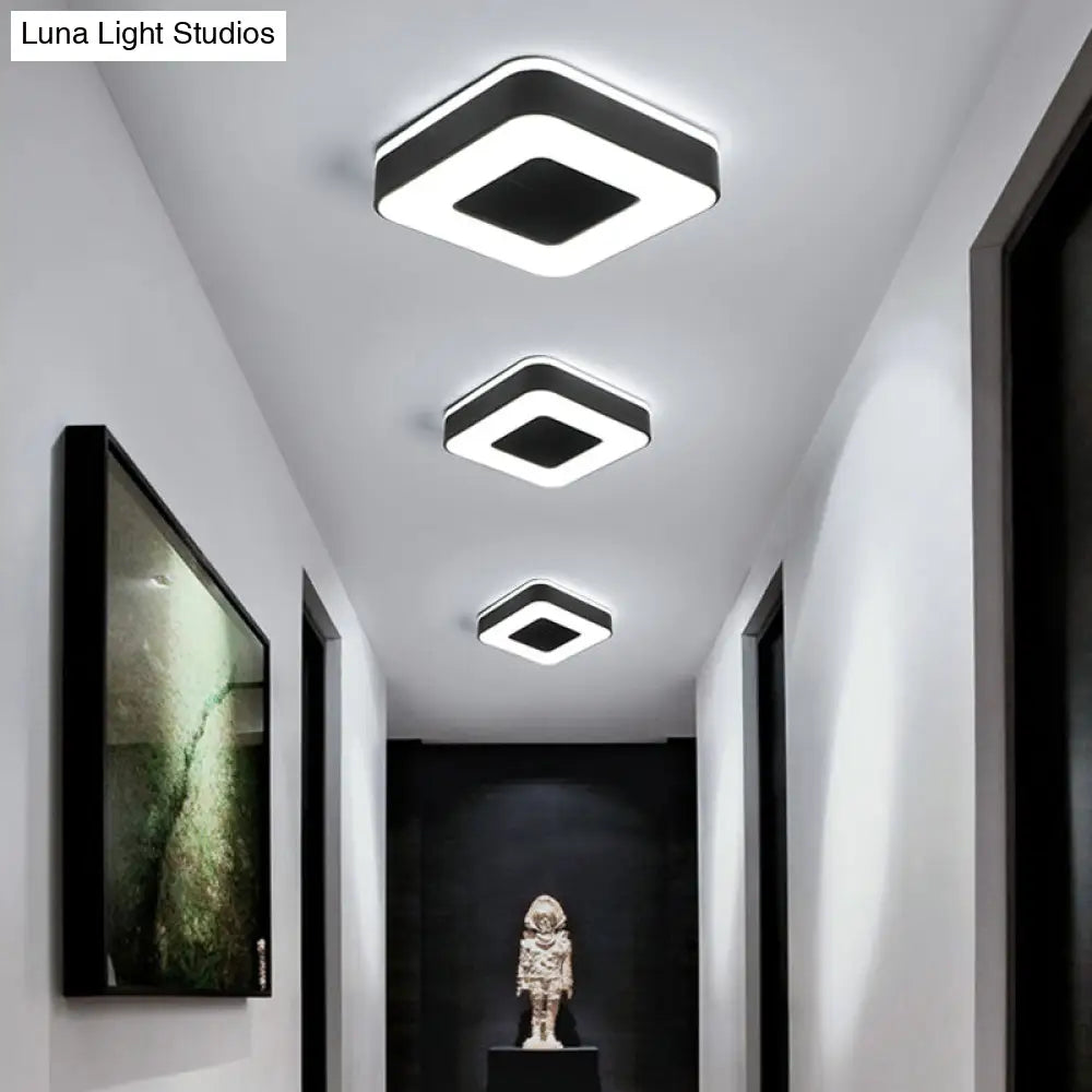 Nordic Style Led Flush Mount Ceiling Light With Acrylic Diffuser For Small Corridors Black / White