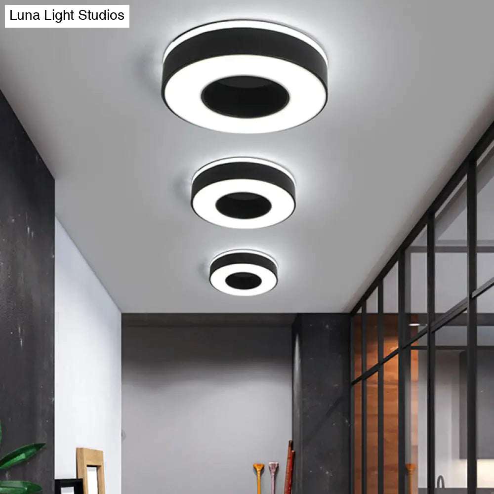 Nordic Style Led Flush Mount Ceiling Light With Acrylic Diffuser For Small Corridors Black / White