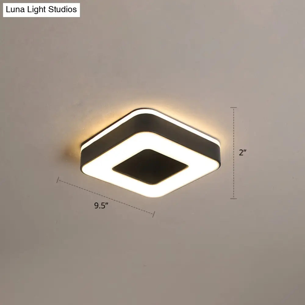 Nordic Style Led Flush Mount Ceiling Light With Acrylic Diffuser For Small Corridors Black / Warm