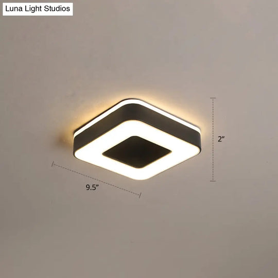 Nordic Style Led Flush Mount Ceiling Light With Acrylic Diffuser For Small Corridors Black / Warm