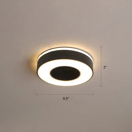 Nordic Style Led Flush Mount Ceiling Light With Acrylic Diffuser For Small Corridors Black / Warm