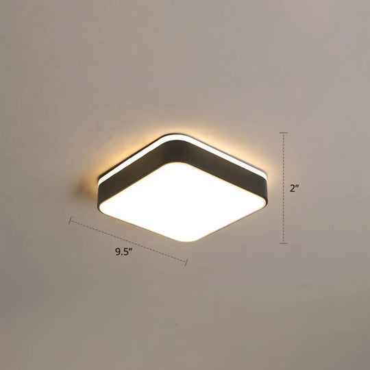 Nordic Style Led Flush Mount Ceiling Light With Acrylic Diffuser For Small Corridors Black / Warm