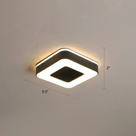 Nordic Style Led Flush Mount Ceiling Light With Acrylic Diffuser For Small Corridors Black / Warm