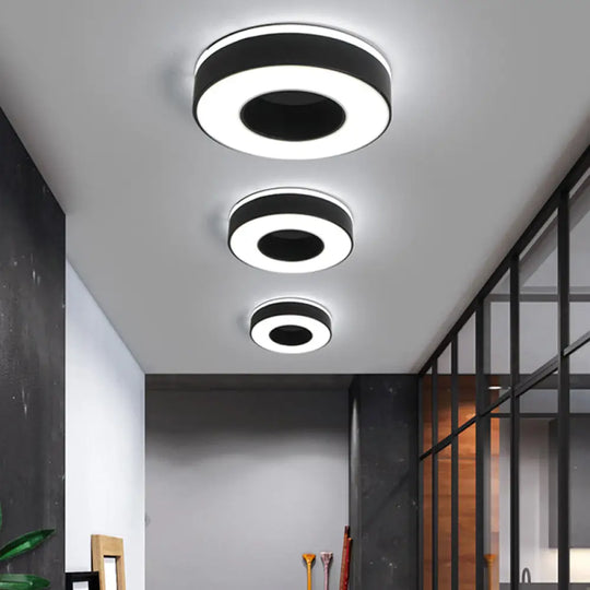 Nordic Style Led Flush Mount Ceiling Light With Acrylic Diffuser For Small Corridors Black / White