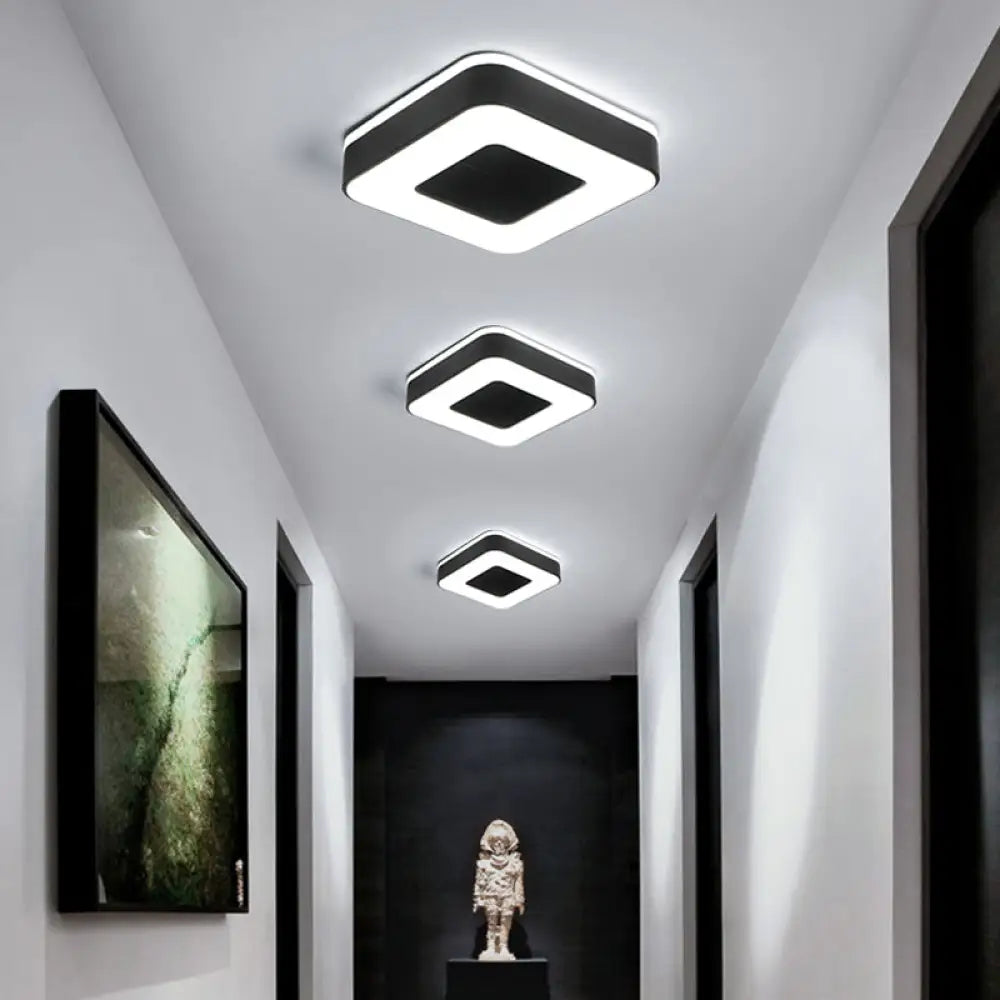 Nordic Style Led Flush Mount Ceiling Light With Acrylic Diffuser For Small Corridors Black / White