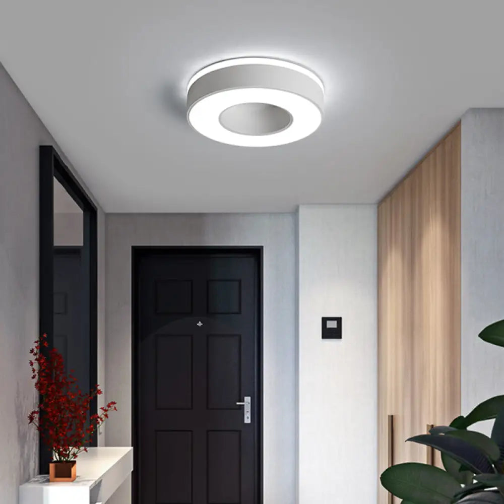 Nordic Style Led Flush Mount Ceiling Light With Acrylic Diffuser For Small Corridors White / Circle