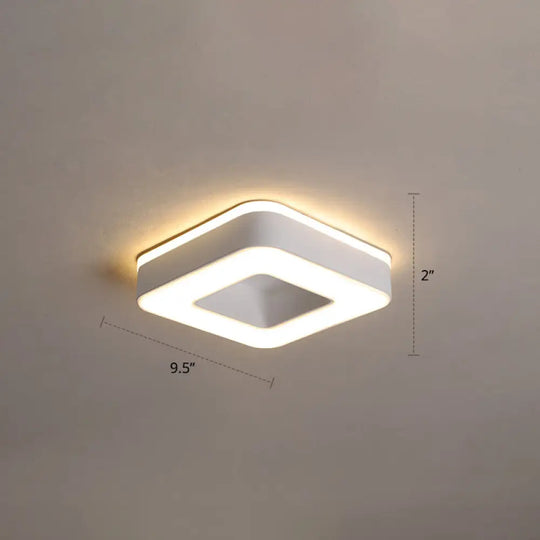 Nordic Style Led Flush Mount Ceiling Light With Acrylic Diffuser For Small Corridors White / Warm