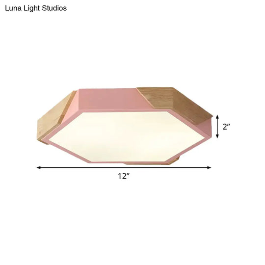 Nordic Style Led Flush Mount Lamp For Kindergarten Classroom Ceiling - Hexagon Design
