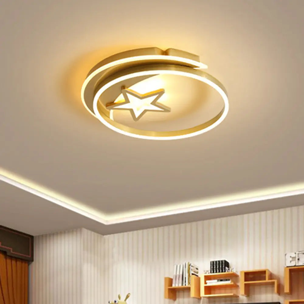 Nordic Style Led Flushmount Ceiling Lamp In Gold/Coffee - Perfect For Bedrooms Gold