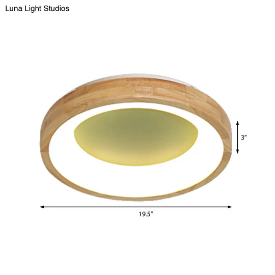 Nordic Style Led Flushmount Ceiling Light - Green/Blue Wood Circular Design 12’/16’/19.5’ Width