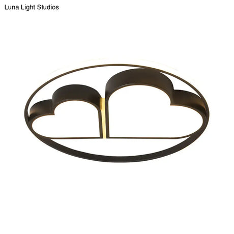 Nordic Style Led Flushmount Ceiling Light With Acrylic Shade - Black Finish Dual Loving Heart Design