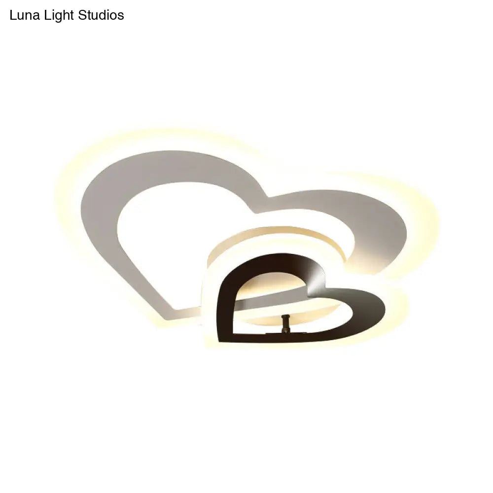 Nordic Style Led Loving Heart Flush Lamp In White/Warm Light