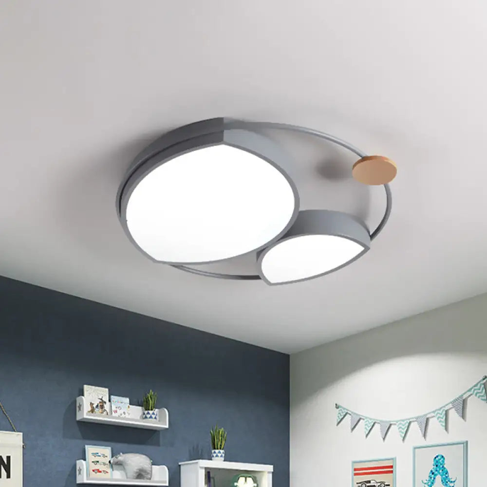 Nordic Style Led Metal Flush Mount Lamp Fixture - Grey Finish Ideal For Bedroom