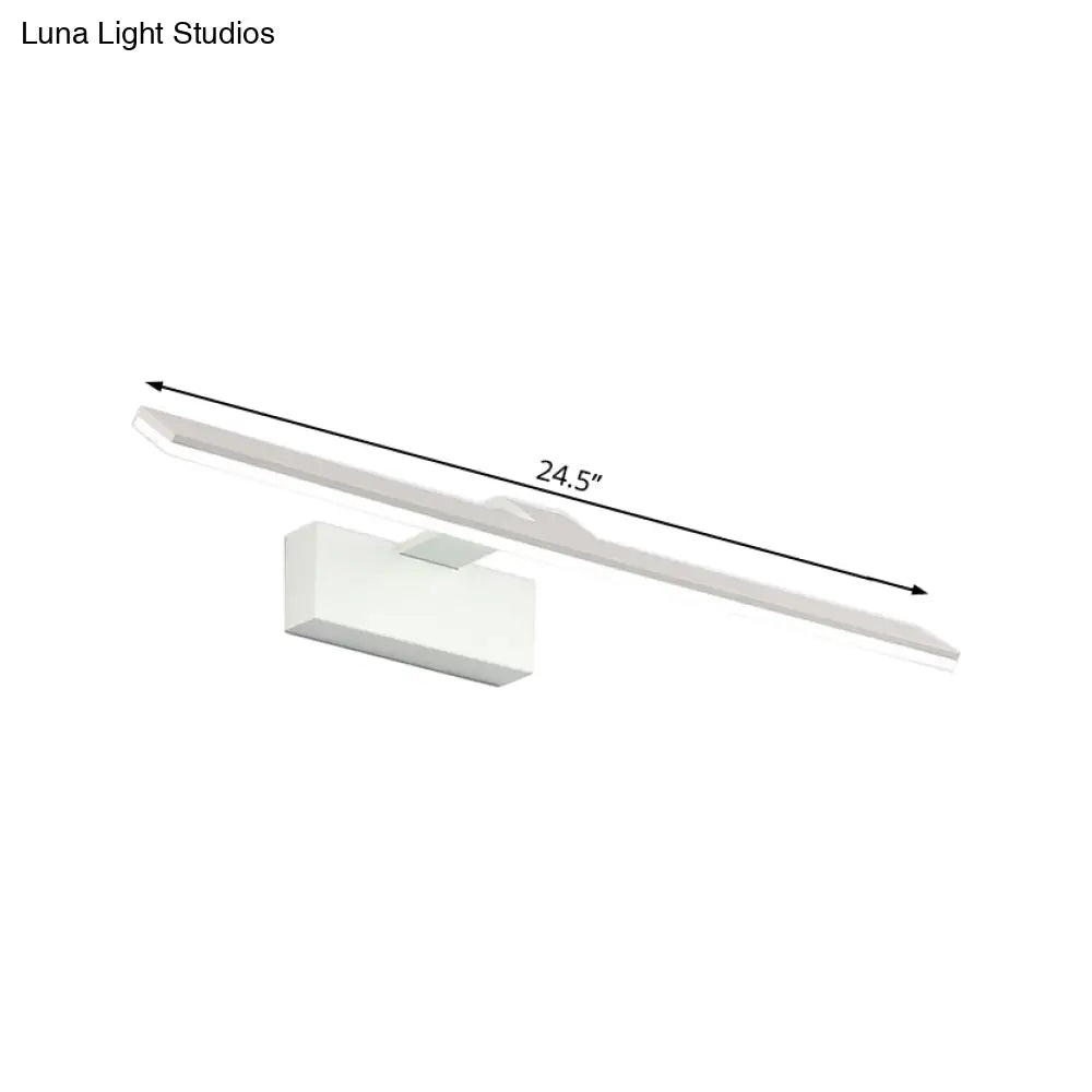 Nordic Style Led Vanity Lamp - 16.5/20 White Rectangular Acrylic Wall Mount Light For Bathroom With