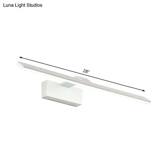 Nordic Style Led Vanity Lamp - 16.5/20 White Rectangular Acrylic Wall Mount Light For Bathroom With