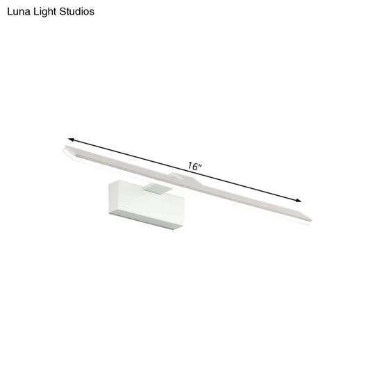 Nordic Style Led Vanity Lamp - 16.5/20 White Rectangular Acrylic Wall Mount Light For Bathroom With