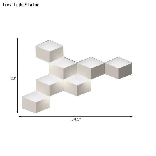 Nordic Style Led Wall Lamp - White Geometric Design Light Fixture For Living Room