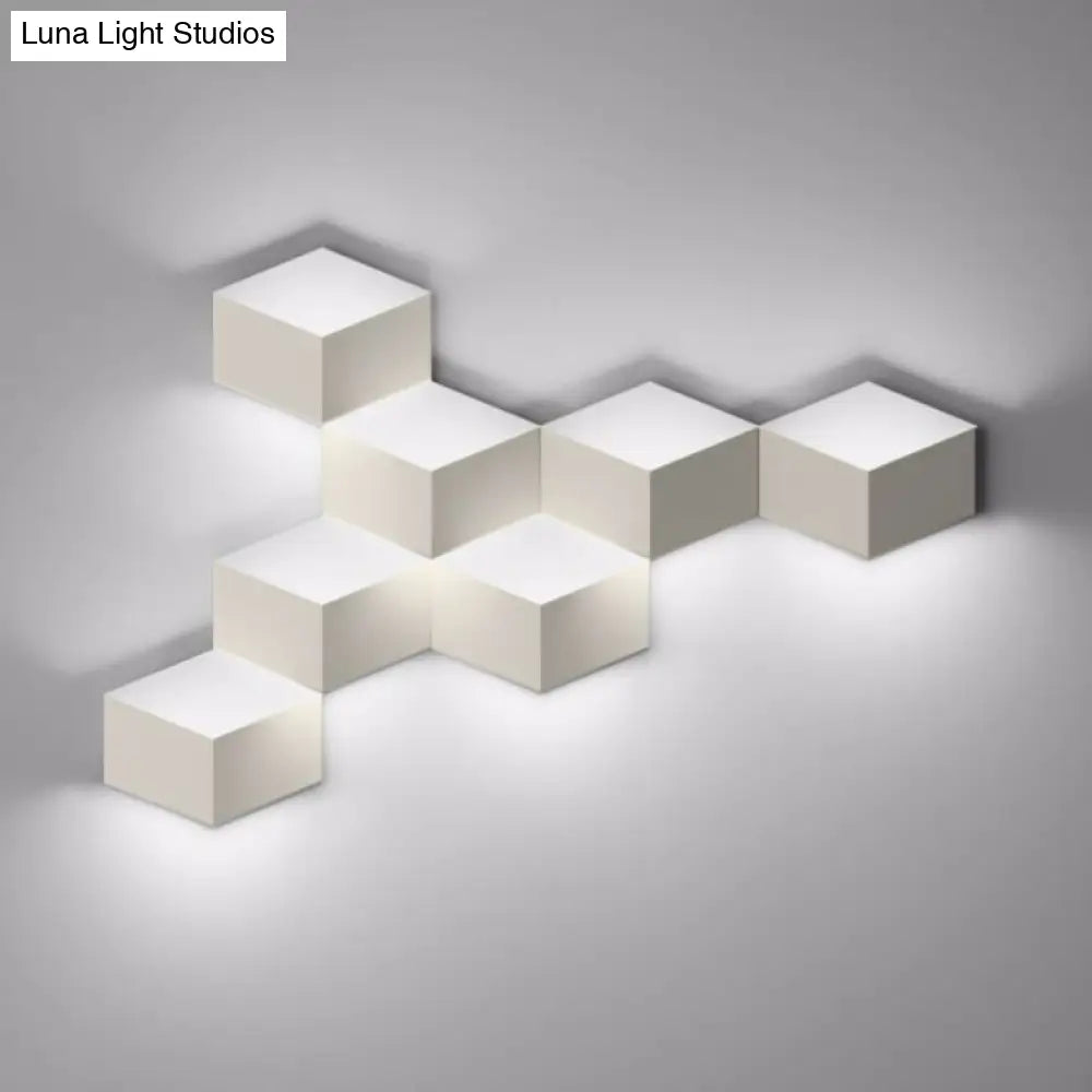 Nordic Style Led Wall Lamp - White Geometric Design Light Fixture For Living Room