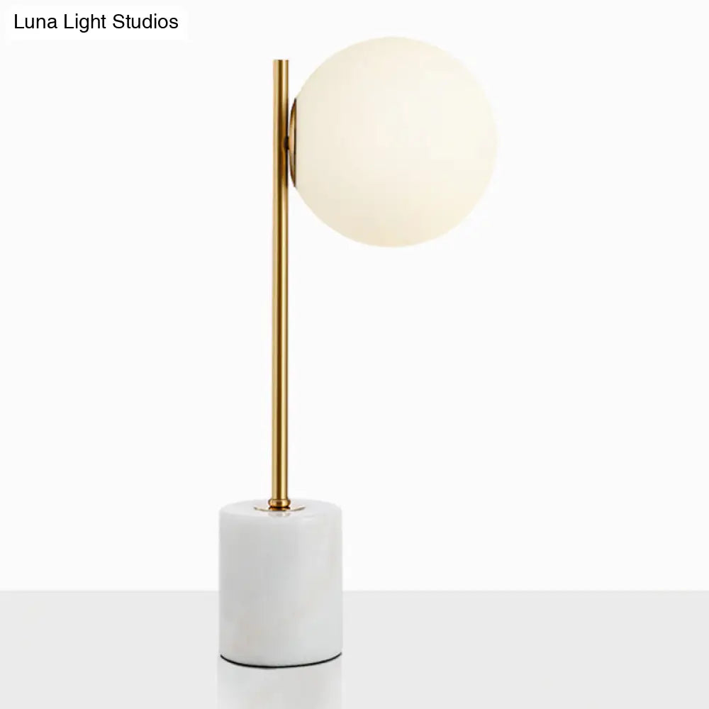 Nordic Style Marble Cylinder Table Lamp With Globe Glass Shade - Perfect Bedside Lighting Solution