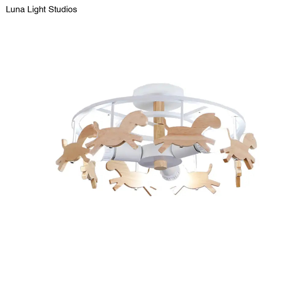 Nordic Style Merry-Go-Round Ceiling Light - 3-Light Metal Flush Lamp For Living Room