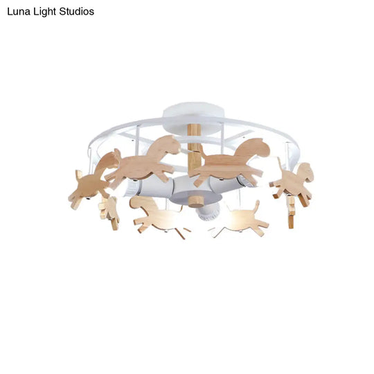 Nordic Style Merry-Go-Round Ceiling Light - 3-Light Metal Flush Lamp For Living Room