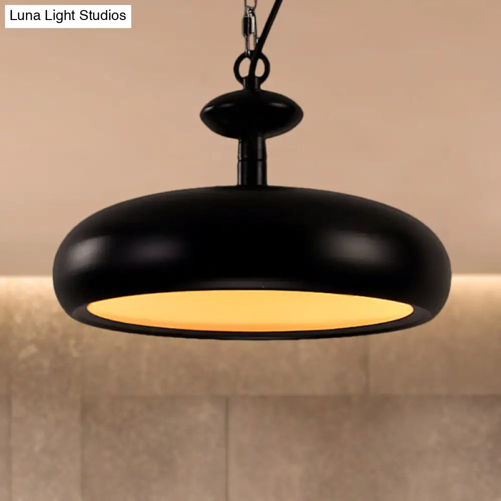 Nordic Style Metal Ceiling Pendant Light With Adjustable Chain - 11/16.5 W Bowl 1 Bulb Black/White