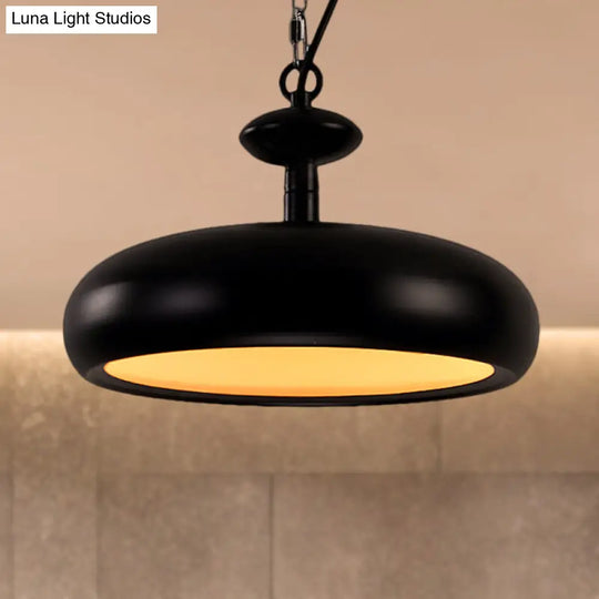 Nordic Style Metal Ceiling Pendant Light With Adjustable Chain - 11/16.5 W Bowl 1 Bulb Black/White