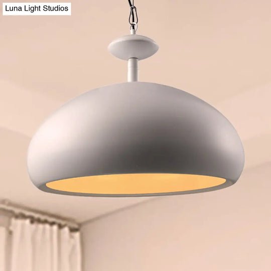 Nordic Style Metal Ceiling Pendant Light With Adjustable Chain - 11/16.5 W Bowl 1 Bulb Black/White