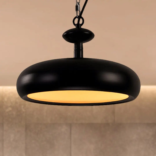 Nordic Style Metal Ceiling Pendant Light With Adjustable Chain - 1 Bulb Kitchen Fixture In Black Or