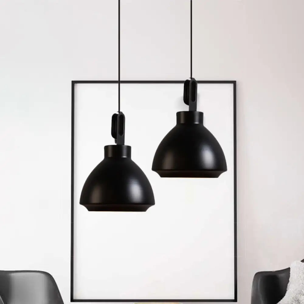 Nordic Style Metal Ceiling Pendant Light With Dome Shade For Living Room - Black/Grey Black