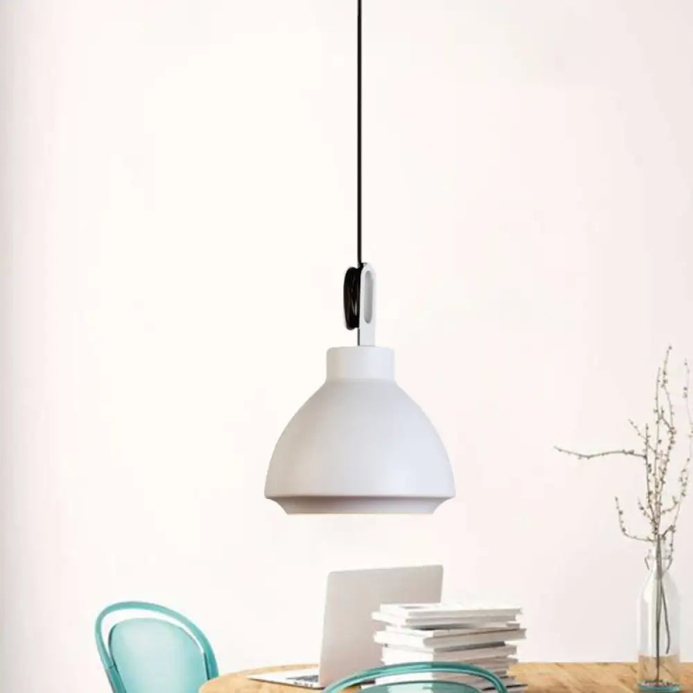 Nordic Style Metal Ceiling Pendant Light With Dome Shade For Living Room - Black/Grey White