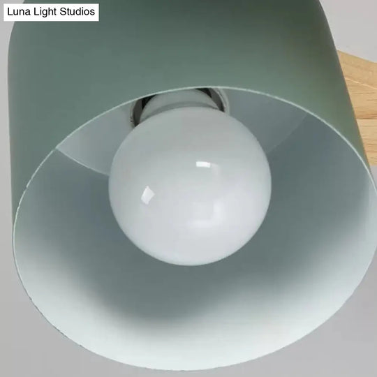 Nordic Style Metal Cylinder Ceiling Lamp With 4 Green Lights - Semi Flushmount