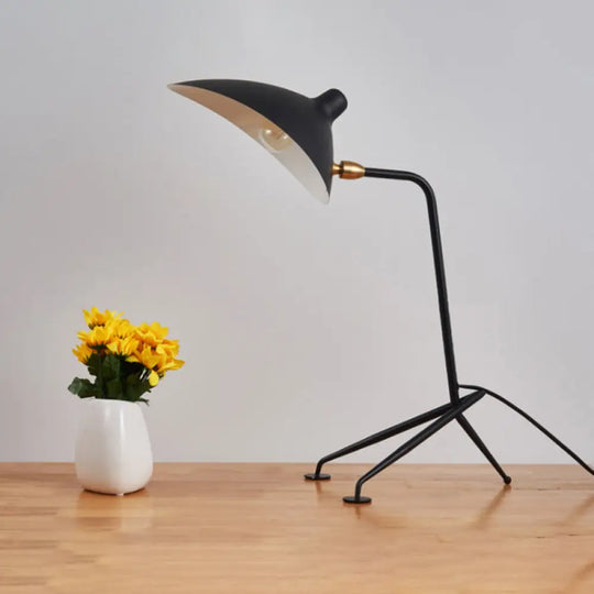 Nordic Style Metal Duckbill Shade Standing Lamp - Rotatable Study Room Table 1 Head Black/White