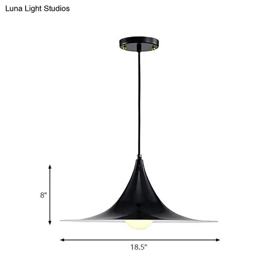 Nordic Style Flared Suspension Light - Metal 1 Black/White/Gold Hanging Ceiling Fixture