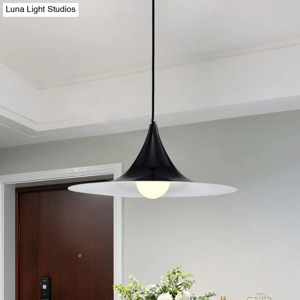 Nordic Style Flared Suspension Light - Metal 1 Black/White/Gold Hanging Ceiling Fixture Black