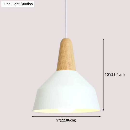 Nordic Style Metal 1-Light Hanging Ceiling Pendant With Wooden Top - Ideal For Restaurants