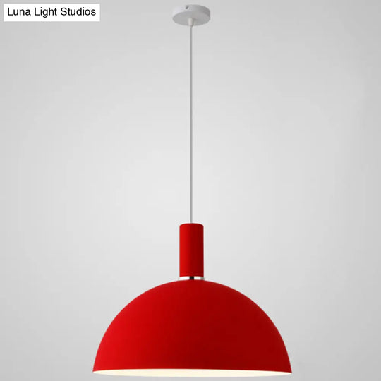 Nordic Style Metal Hemispherical Pendant Lamp - | Restaurant Ceiling Light 1 Red / 16