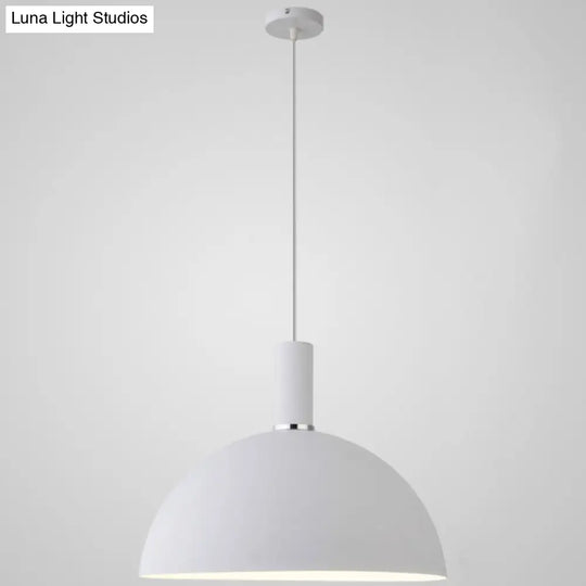 Nordic Style Metal Hemispherical Pendant Lamp - | Restaurant Ceiling Light 1 White / 16