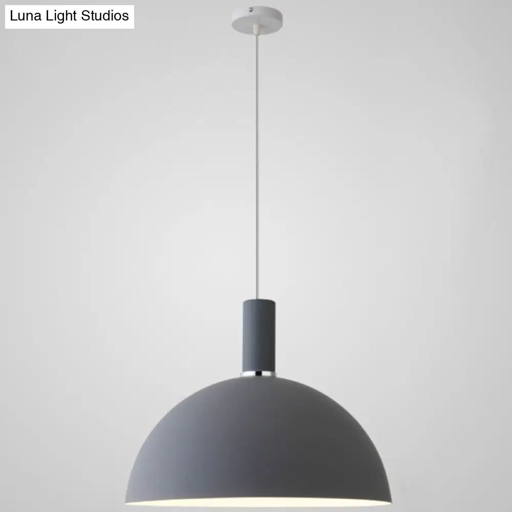 Nordic Style Metal Hemispherical Pendant Lamp - | Restaurant Ceiling Light 1 Grey / 16