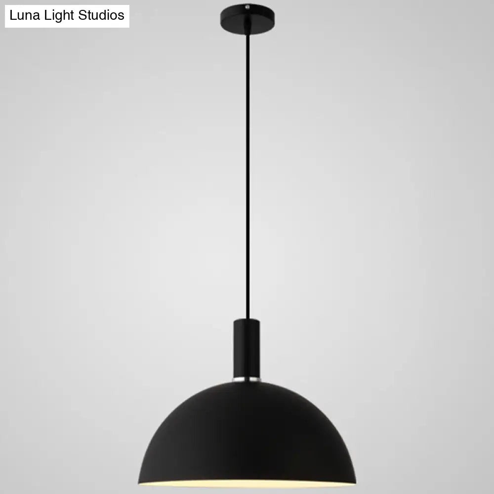 Nordic Style Metal Hemispherical Pendant Lamp - | Restaurant Ceiling Light 1 Black / 12