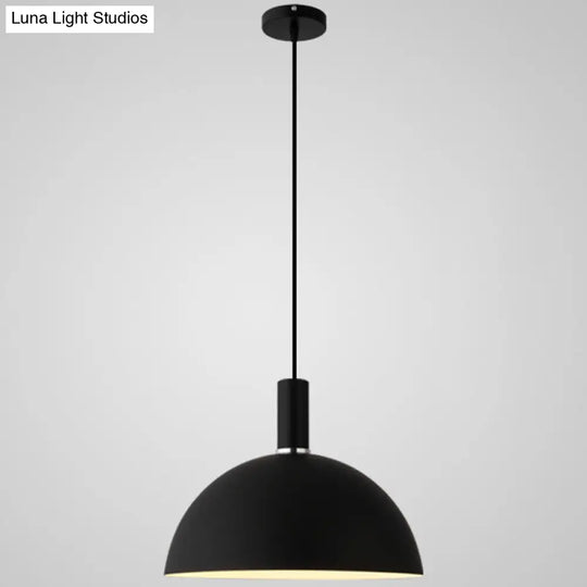 Nordic Style Metal Hemispherical Pendant Lamp - | Restaurant Ceiling Light 1 Black / 12