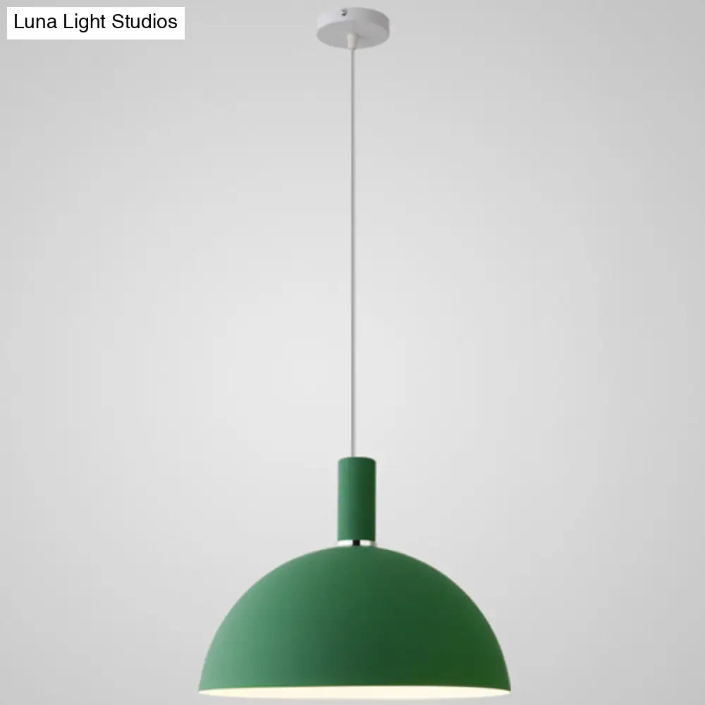 Nordic Style Metal Hemispherical Pendant Lamp - | Restaurant Ceiling Light 1 Green / 12