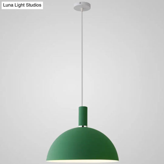 Nordic Style Metal Hemispherical Pendant Lamp - | Restaurant Ceiling Light 1 Green / 12