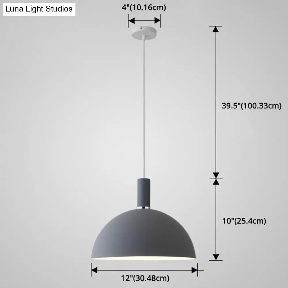 Nordic Style Metal Hemisphere Pendant Light For Restaurants - 1-Light Ceiling Lamp