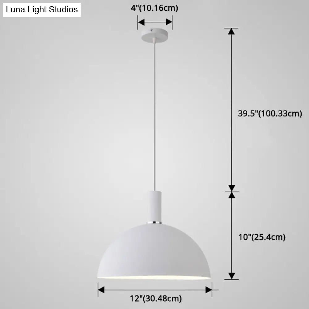 Nordic Style Metal Hemisphere Pendant Light For Restaurants - 1-Light Ceiling Lamp