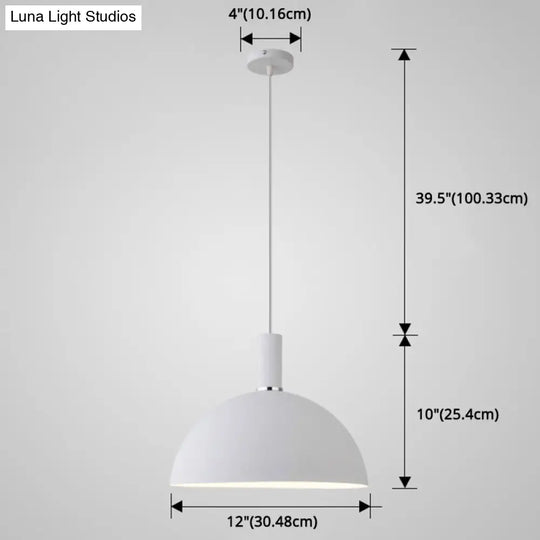 Nordic Style Metal Hemisphere Pendant Light For Restaurants - 1-Light Ceiling Lamp