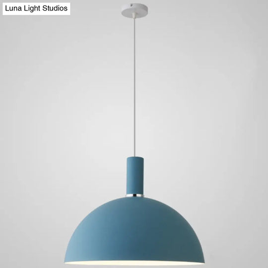 Nordic Style Metal Hemispherical Pendant Lamp - | Restaurant Ceiling Light 1 Blue / 16